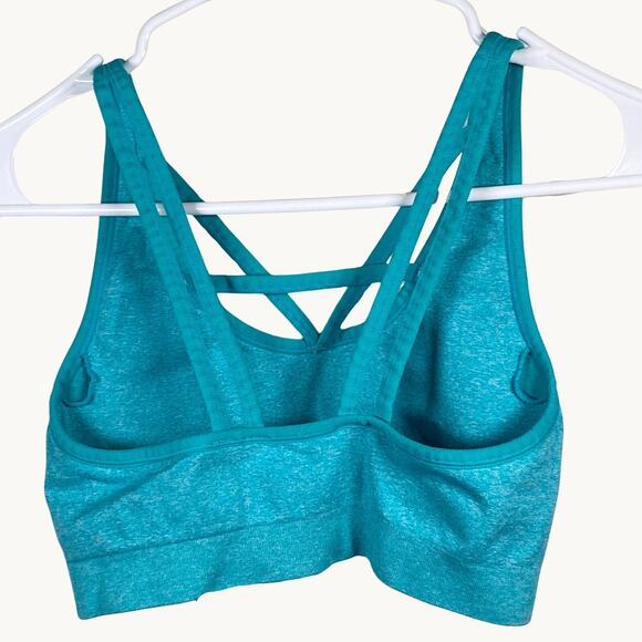 Reebok Sports Athletic Bra Women's Size Small NO PADS Teal Blue - Picture 2 of 3